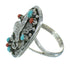 Turquoise Coral Eagle Genuine Sterling Silver Ring Size 7-3/4 RX84831